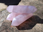 Polished Double Terminated Rose Quartz Points x 6 Ambatondrazaka, Madagascar - Toprock Gemstones and Minerals 
