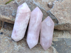 Polished Double Terminated Rose Quartz Points x 6 Ambatondrazaka, Madagascar - Toprock Gemstones and Minerals 