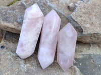 Polished Double Terminated Rose Quartz Points x 6 Ambatondrazaka, Madagascar - Toprock Gemstones and Minerals 