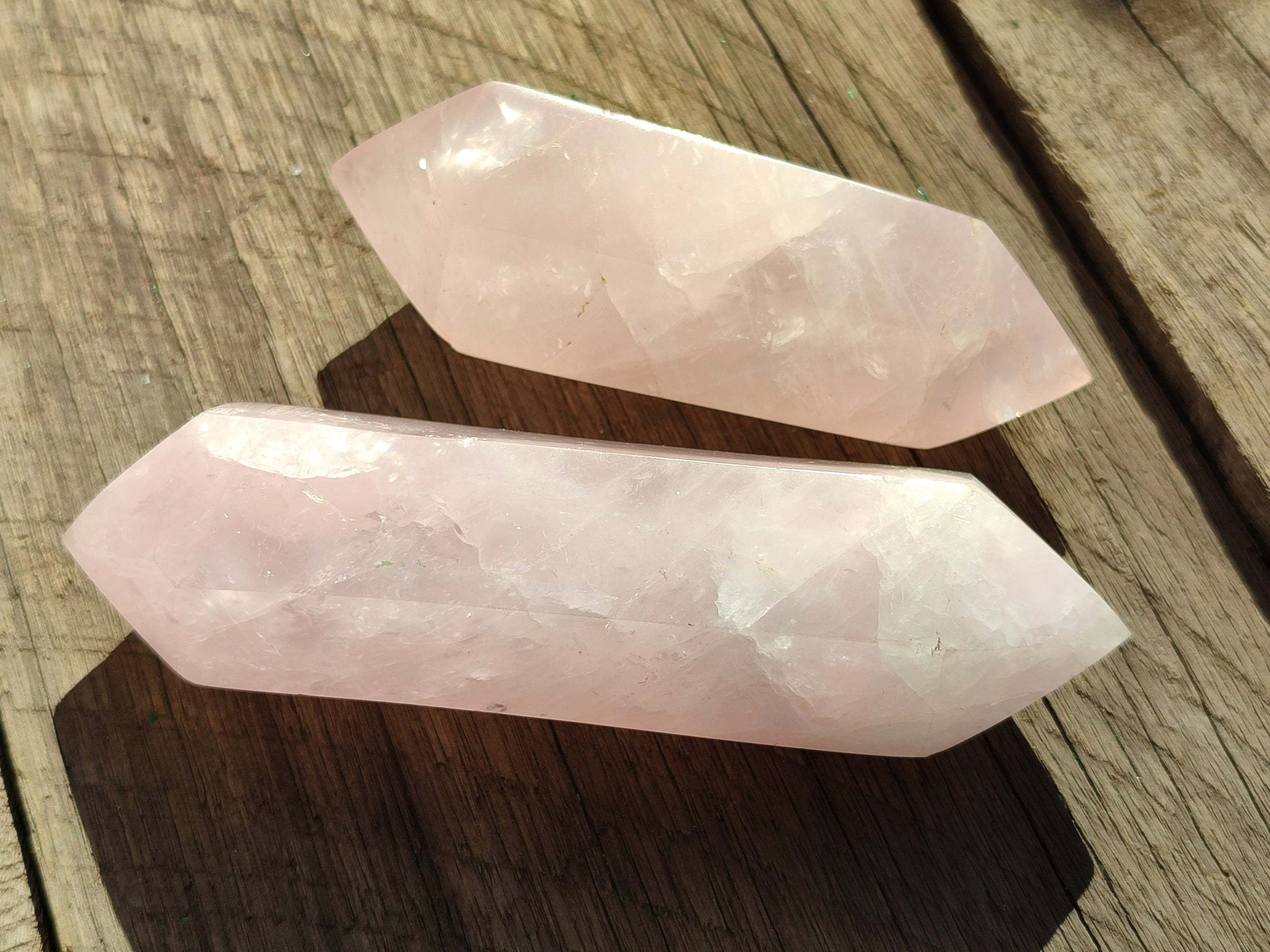 Polished Double Terminated Rose Quartz Points x 6 Ambatondrazaka, Madagascar - Toprock Gemstones and Minerals 