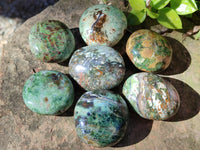 Polished Green Chrysoprase Palm Stones x 24 From Madagascar - Toprock Gemstones and Minerals 