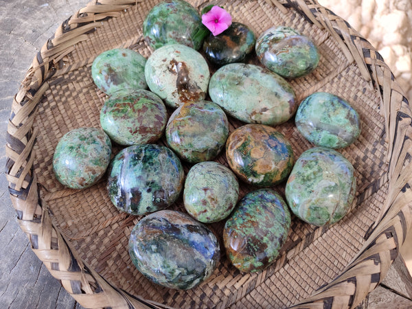 Polished Green Chrysoprase Palm Stones x 24 From Madagascar - Toprock Gemstones and Minerals 