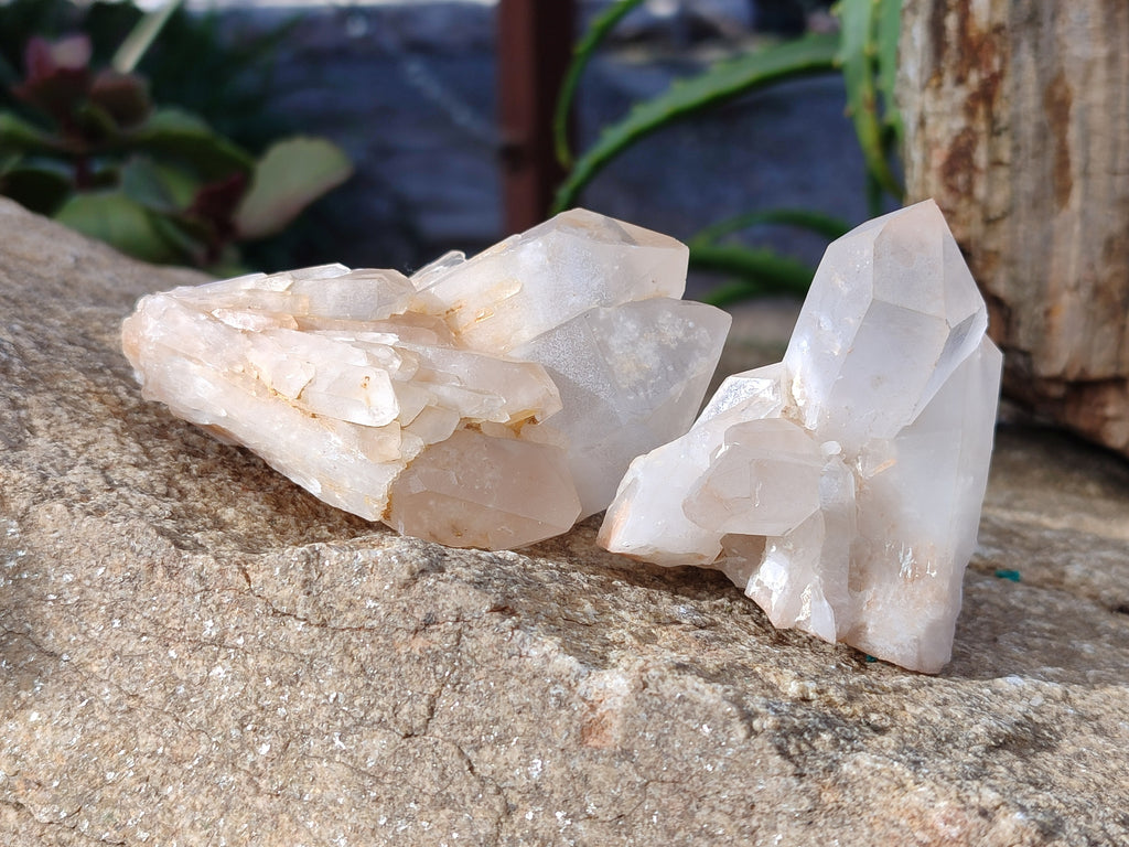 Natural White Multi Terminated Quartz Clusters x 12 From Madagascar - Toprock Gemstones and Minerals 