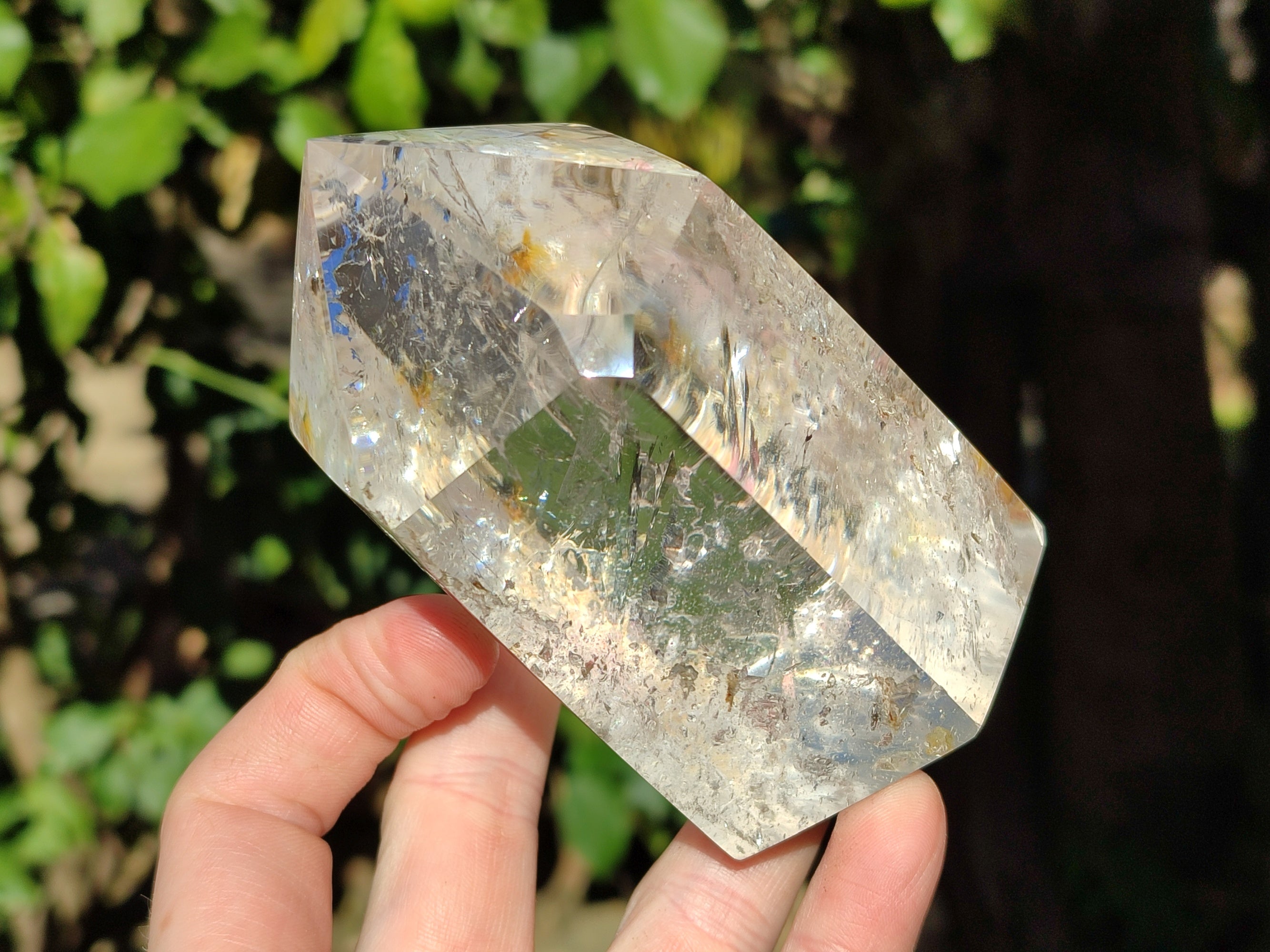 Polished Clear Quartz Crystals with Rainbow Veils x 2 From Madagascar - Toprock Gemstones and Minerals 