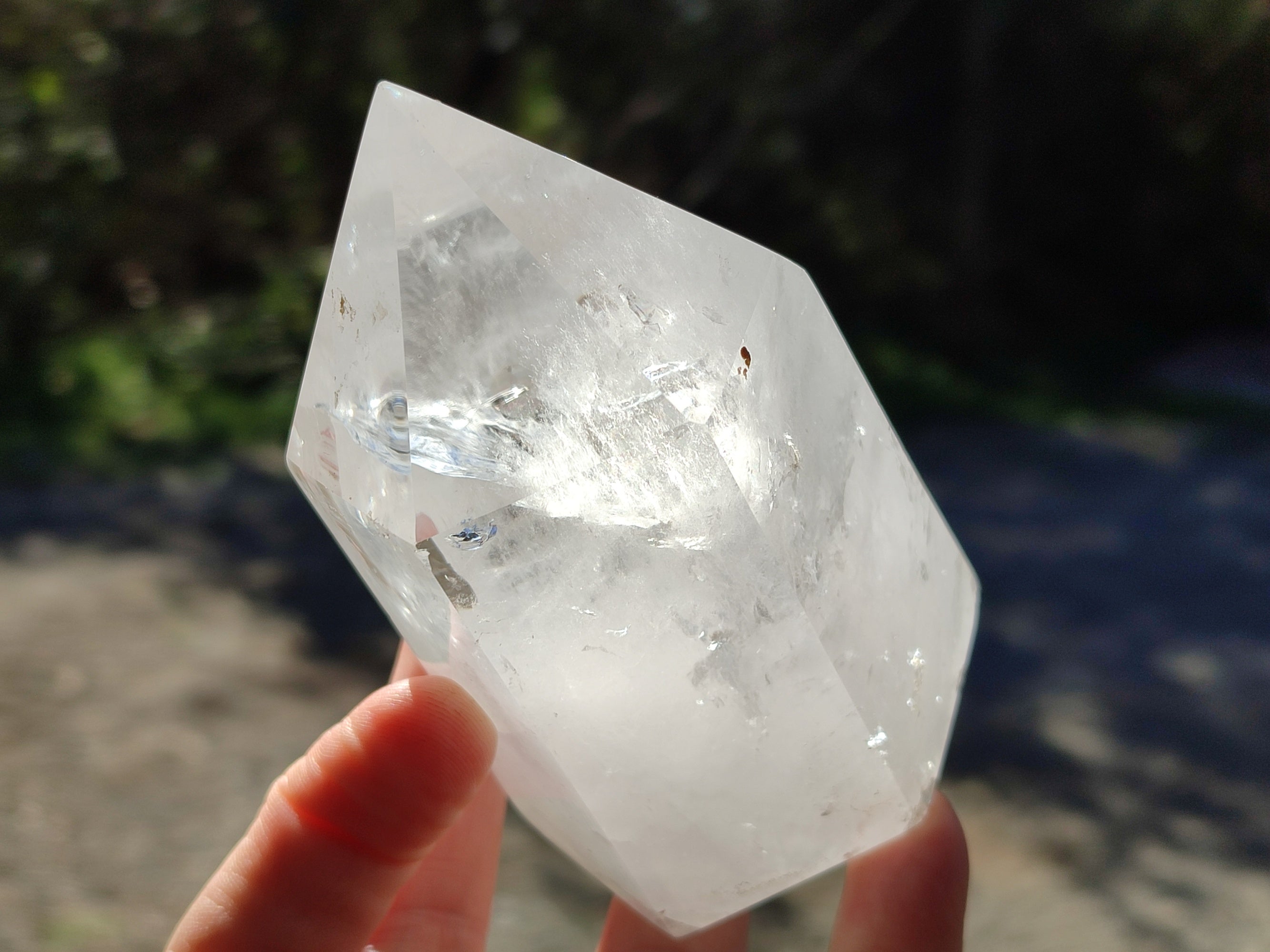 Polished Clear Quartz Crystals with Rainbow Veils x 2 From Madagascar - Toprock Gemstones and Minerals 