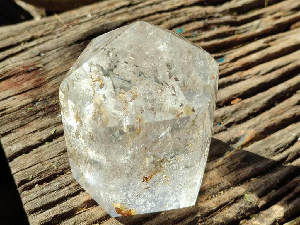Polished Clear Quartz Crystals with Rainbow Veils x 2 From Madagascar - Toprock Gemstones and Minerals 