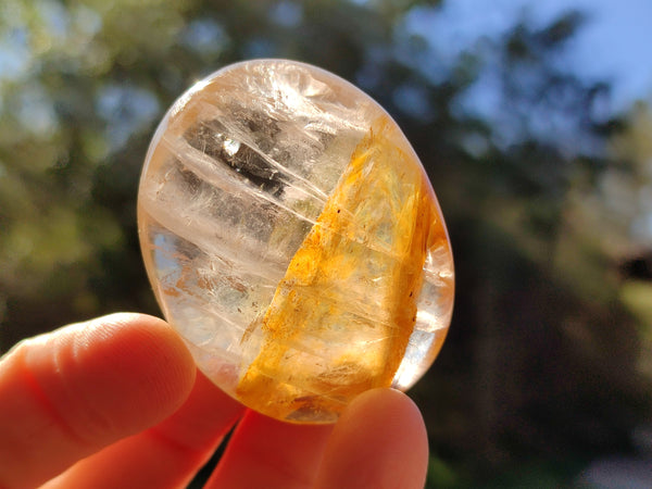 Polished Golden Healer Quartz Palm Stones x 24 From Madagascar