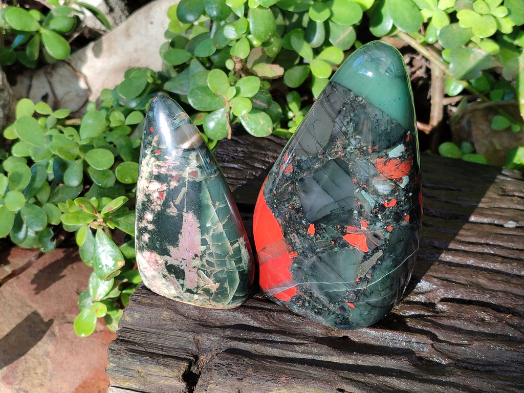 Polished Bloodstone Standing Free Forms x 2 From Swaziland - Toprock Gemstones and Minerals 