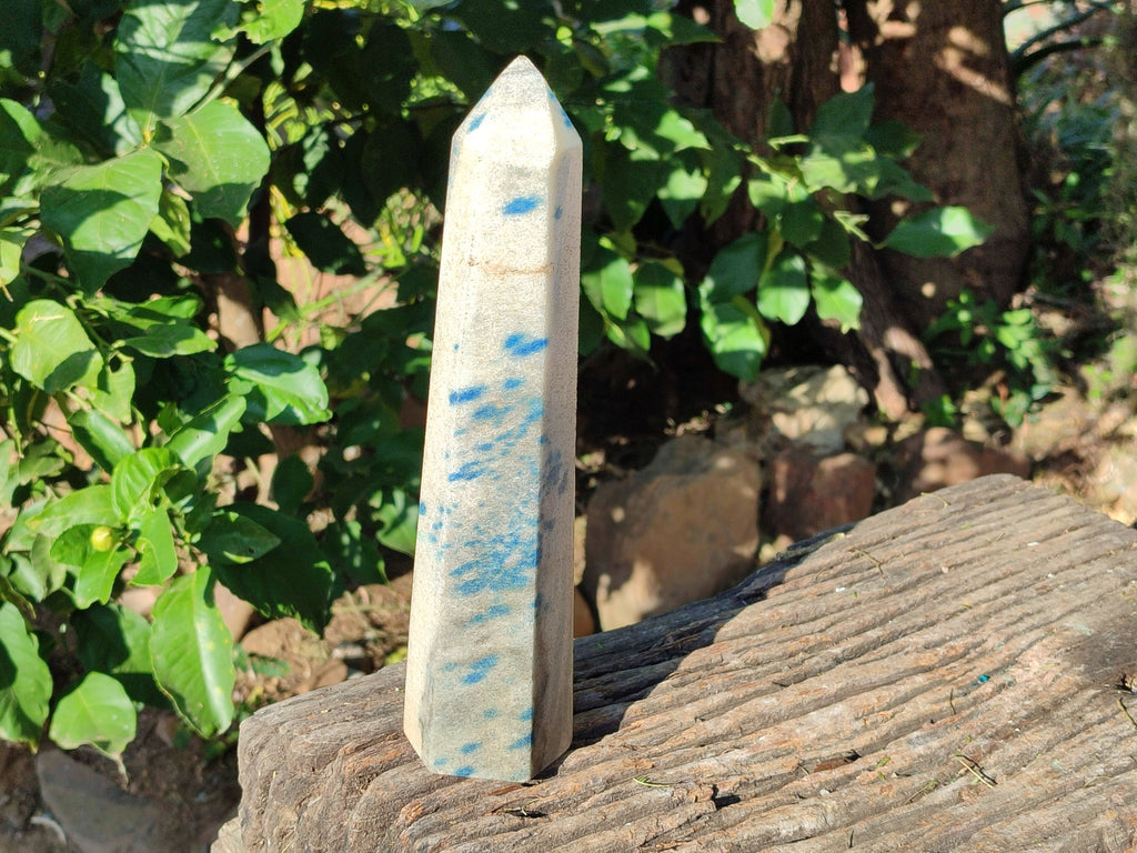 Polished Blue Spinel Spotted Quartz Tower x 1 From Madagascar - Toprock Gemstones and Minerals 