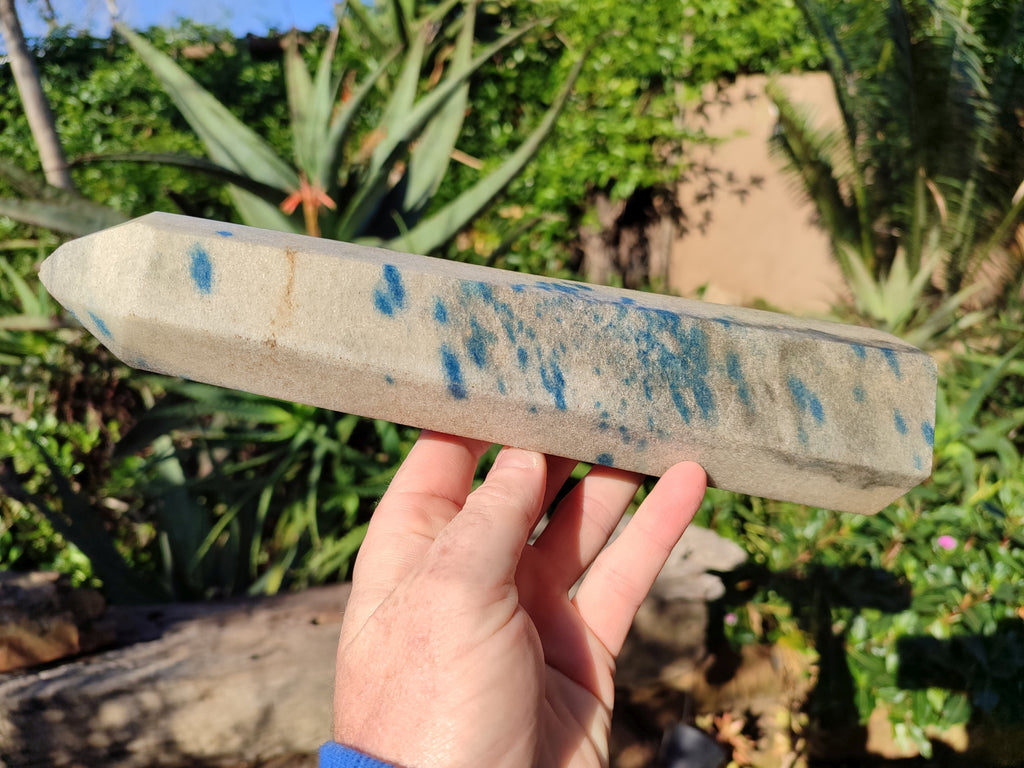 Polished Blue Spinel Spotted Quartz Tower x 1 From Madagascar - Toprock Gemstones and Minerals 