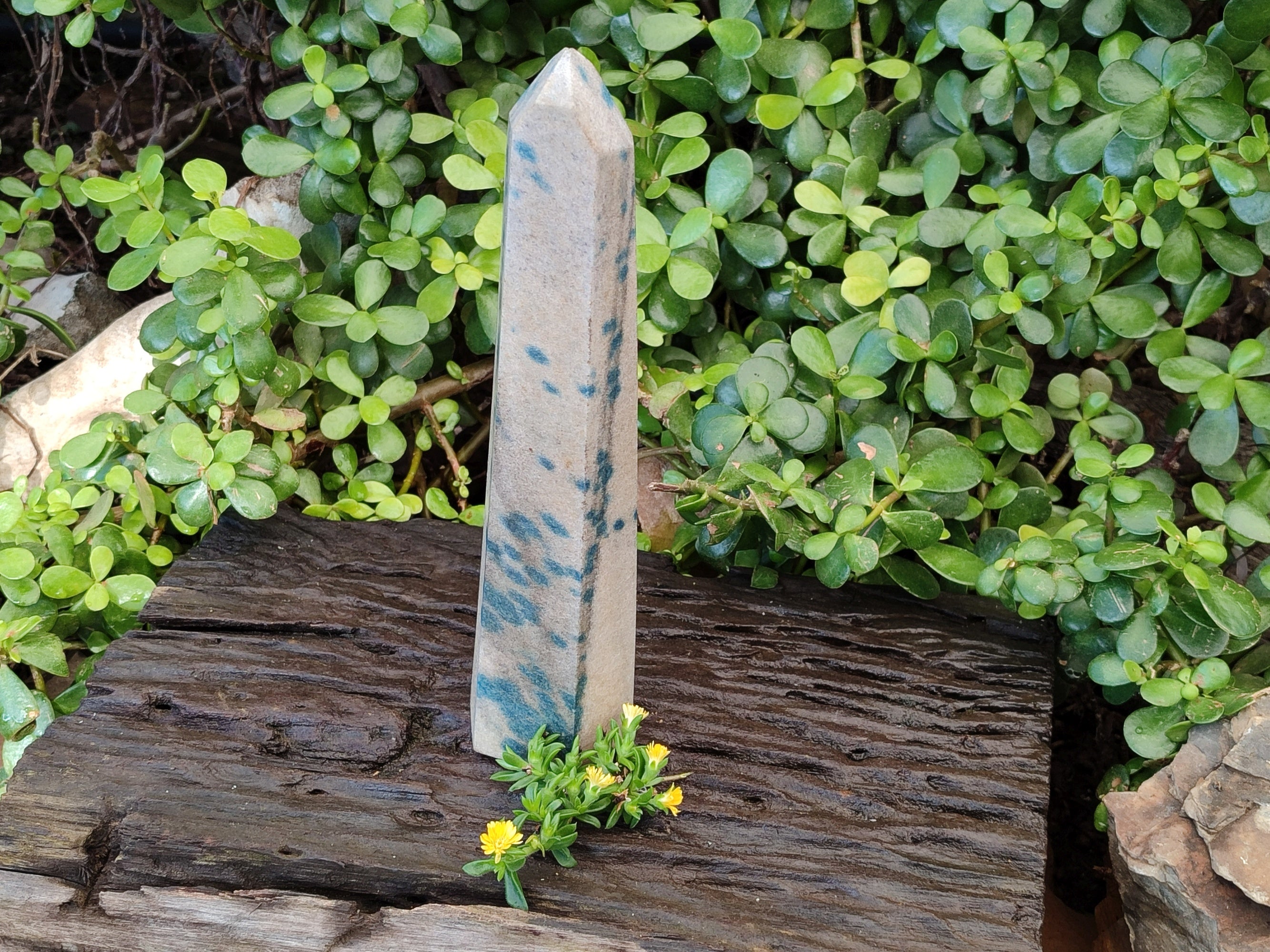 Polished Blue Spinel Spotted Quartz Tower x 1 From Madagascar - Toprock Gemstones and Minerals 