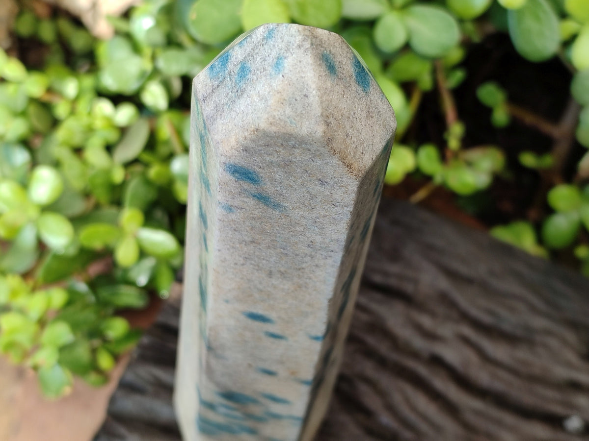 Polished Blue Spinel Spotted Quartz Tower x 1 From Madagascar - Toprock Gemstones and Minerals 