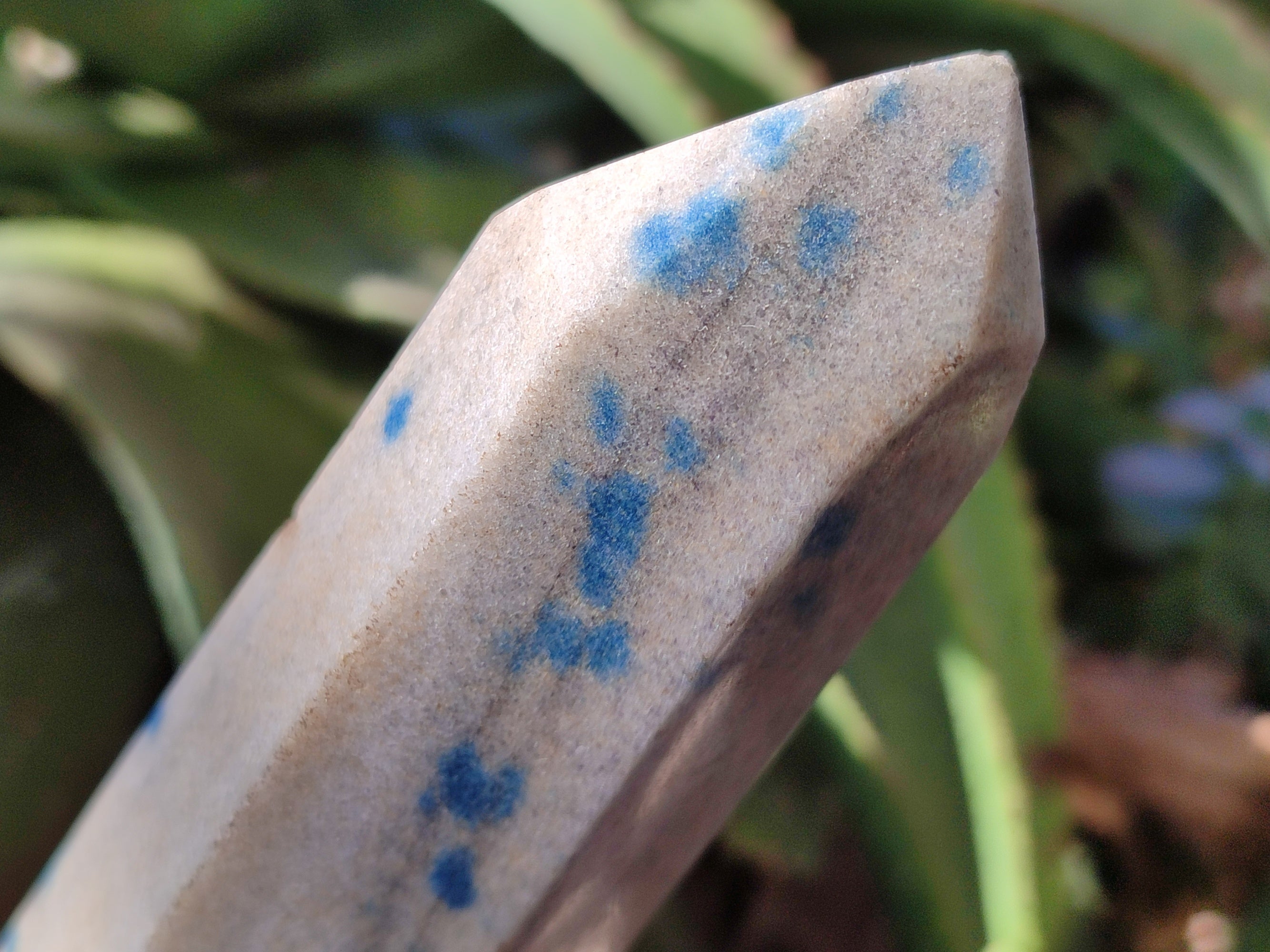 Polished Blue Spinel Spotted Quartz Tower x 1 From Madagascar - Toprock Gemstones and Minerals 