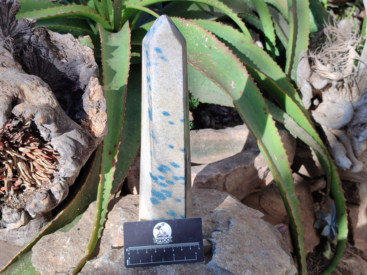 Polished Blue Spinel Spotted Quartz Tower x 1 From Madagascar - Toprock Gemstones and Minerals 