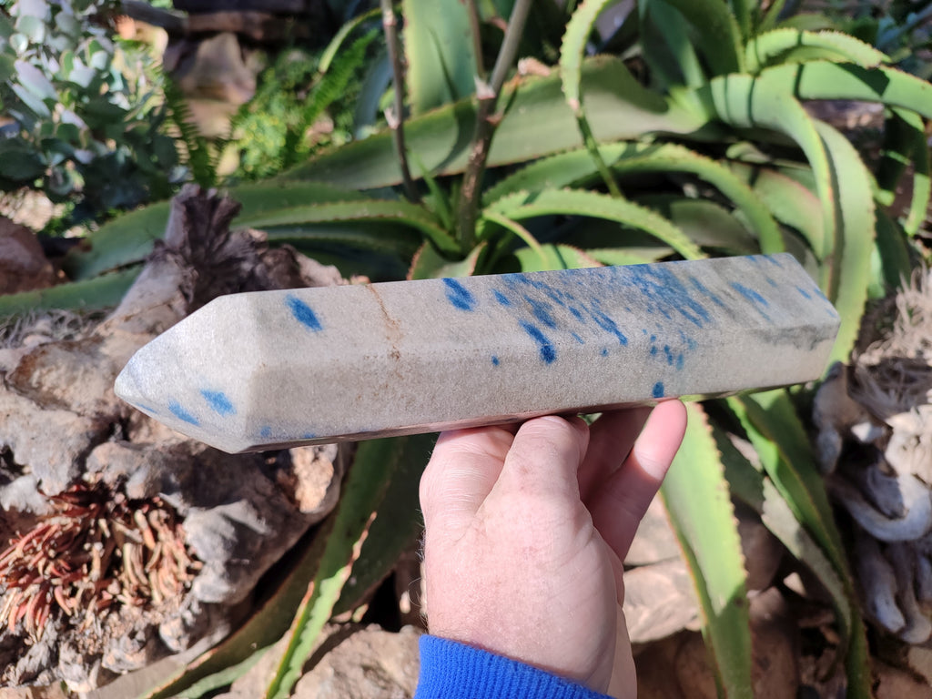 Polished Blue Spinel Spotted Quartz Tower x 1 From Madagascar - Toprock Gemstones and Minerals 