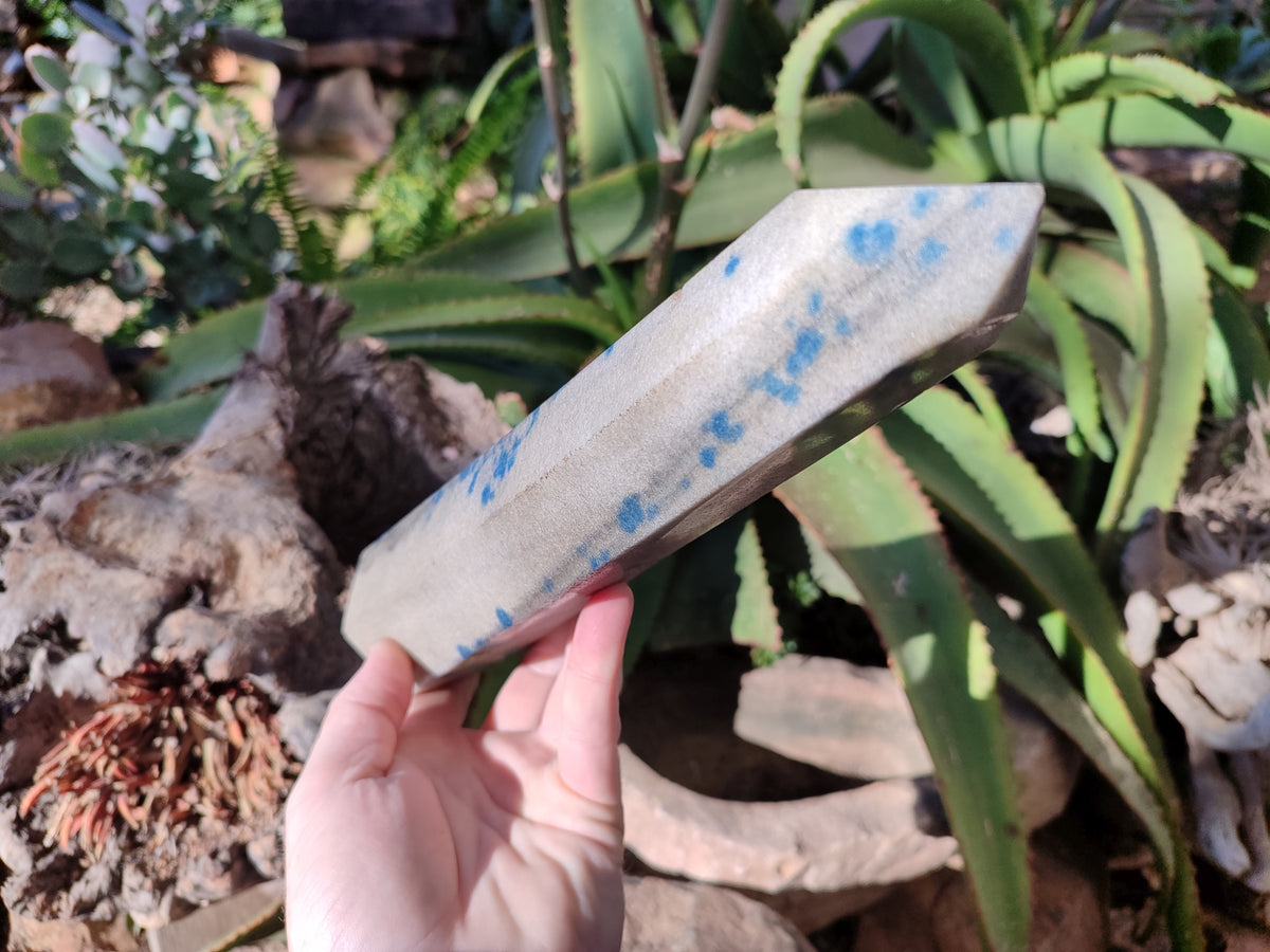 Polished Blue Spinel Spotted Quartz Tower x 1 From Madagascar - Toprock Gemstones and Minerals 