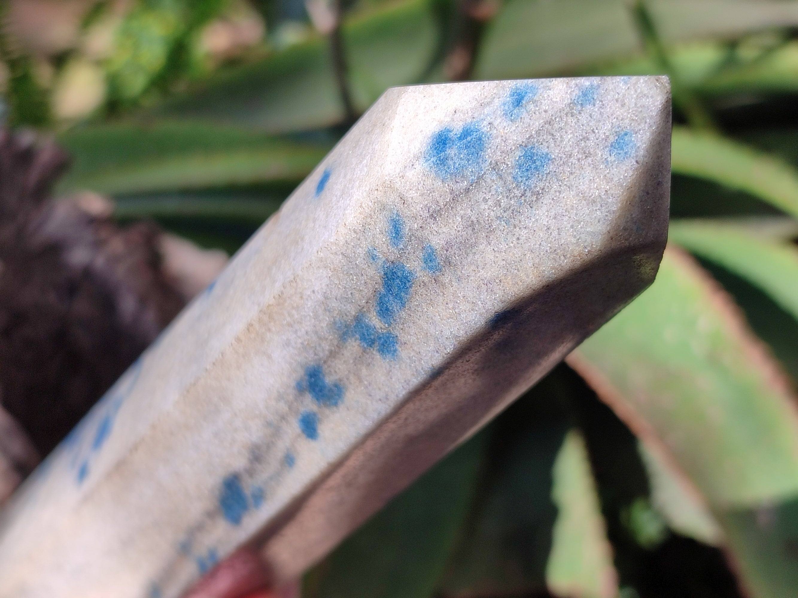 Polished Blue Spinel Spotted Quartz Tower x 1 From Madagascar - Toprock Gemstones and Minerals 