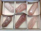 Polished Double Terminated Rose Quartz Points x 6 Ambatondrazaka, Madagascar - Toprock Gemstones and Minerals 