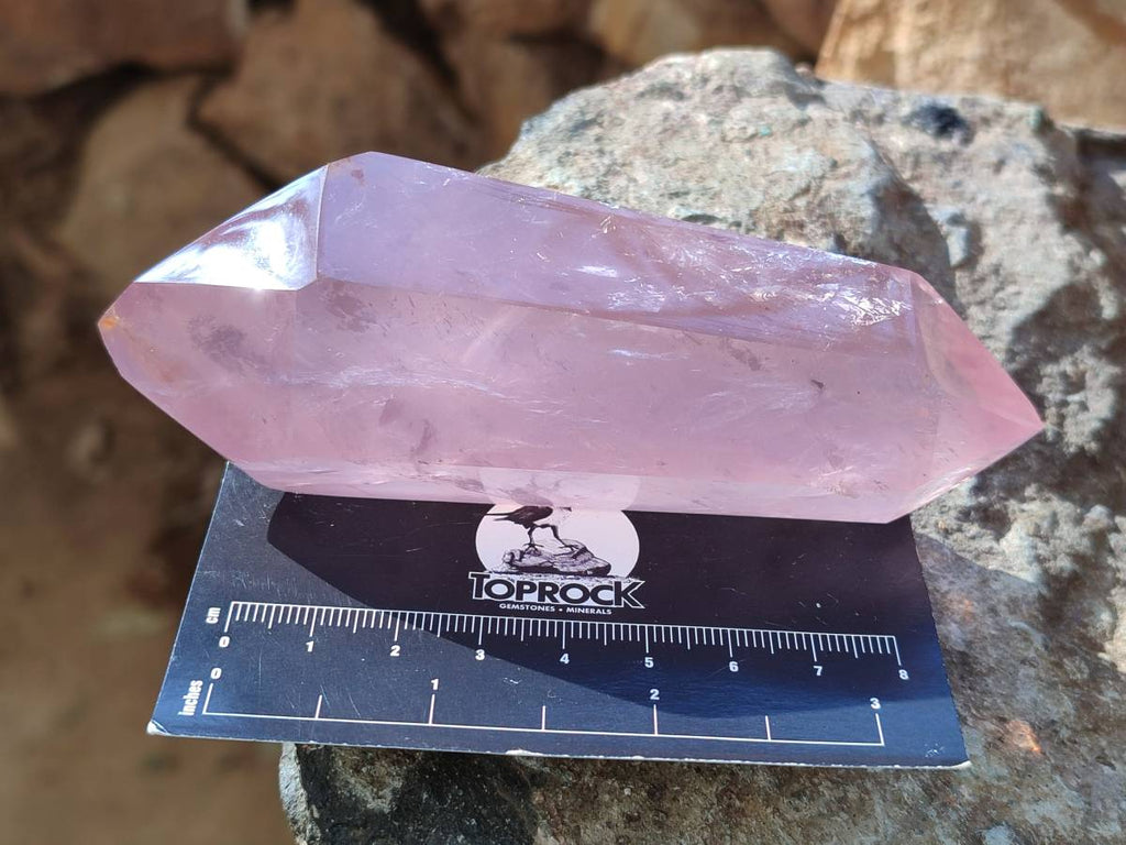 Polished Double Terminated Rose Quartz Points x 6 Ambatondrazaka, Madagascar - Toprock Gemstones and Minerals 