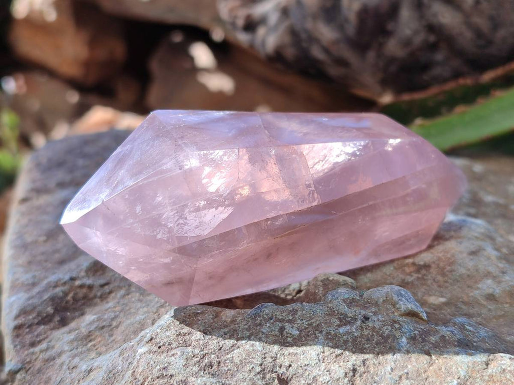 Polished Double Terminated Rose Quartz Points x 6 Ambatondrazaka, Madagascar - Toprock Gemstones and Minerals 