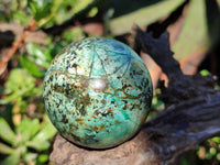 Polished "African Turquoise" Chrysocolla Spheres x 3 From Blue Mine, South Africa