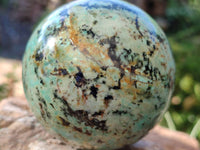 Polished "African Turquoise" Chrysocolla Spheres x 3 From Blue Mine, South Africa