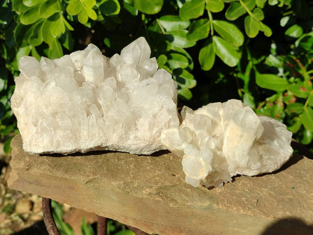 Natural White Multi Terminated Candle Quartz Clusters x 3 From Madagascar - Toprock Gemstones and Minerals 