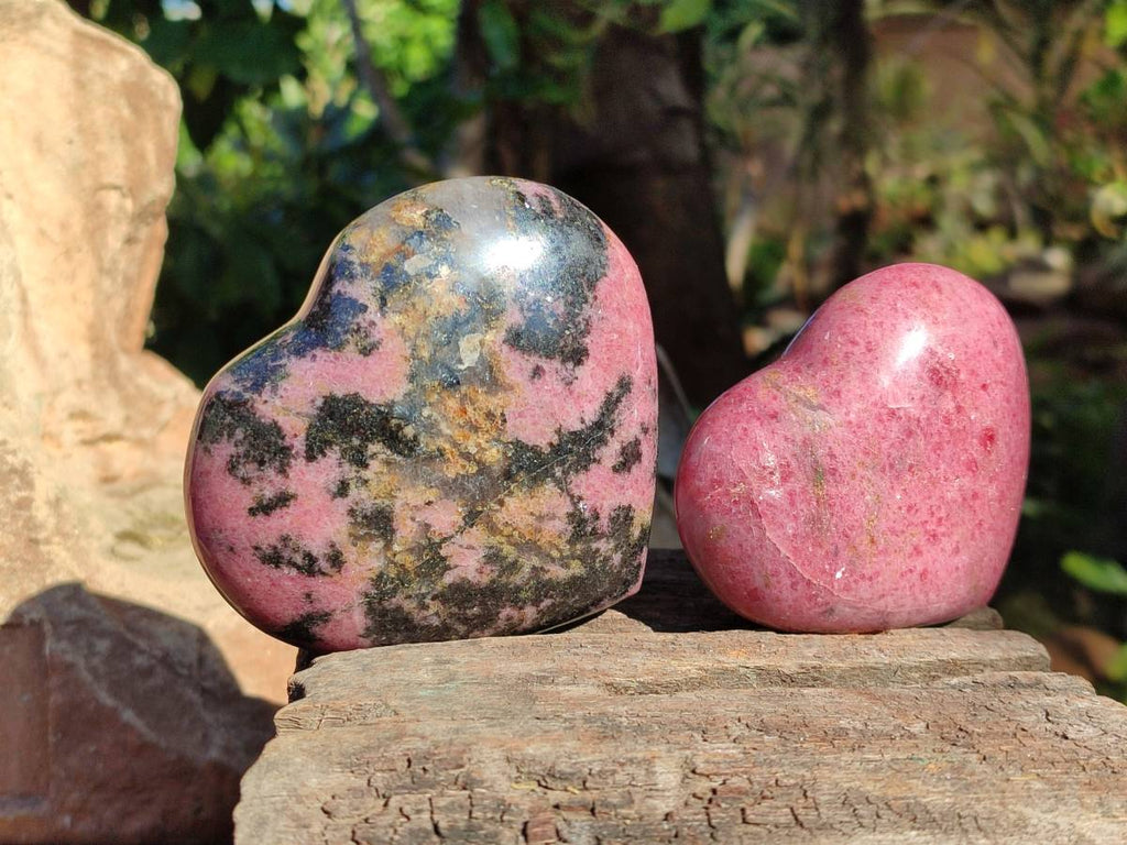 Polished Pink Rhodonite Free Forms And Hearts x 4 From Ambindavato, Madagascar - Toprock Gemstones and Minerals 