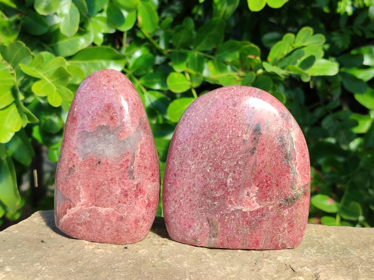 Polished Pink Rhodonite Free Forms And Hearts x 4 From Ambindavato, Madagascar - Toprock Gemstones and Minerals 