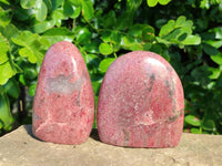 Polished Pink Rhodonite Free Forms And Hearts x 4 From Ambindavato, Madagascar - Toprock Gemstones and Minerals 