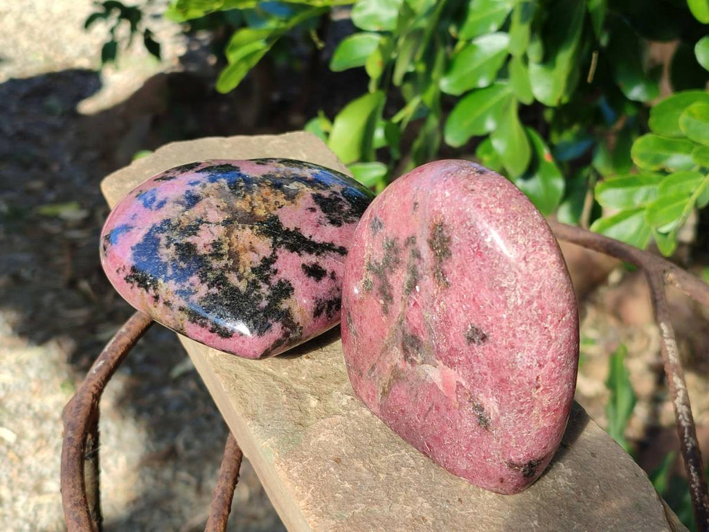 Polished Pink Rhodonite Free Forms And Hearts x 4 From Ambindavato, Madagascar - Toprock Gemstones and Minerals 