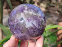 Polished Lepidolite with Pink Rubellite Spheres x 2 From Ambatondrazaka, Madagascar - Toprock Gemstones and Minerals 