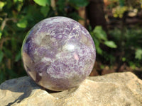 Polished Lepidolite with Pink Rubellite Spheres x 2 From Ambatondrazaka, Madagascar - Toprock Gemstones and Minerals 