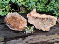 Natural Golden Limonite Quartz Clusters x 2 From Solwezi, Zambia