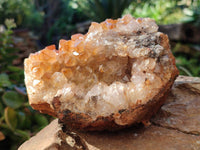Natural Golden Limonite Quartz Clusters x 2 From Solwezi, Zambia