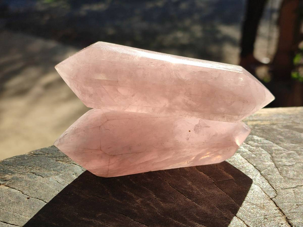 Polished Double Terminated Rose Quartz Points x 6 Ambatondrazaka, Madagascar - Toprock Gemstones and Minerals 