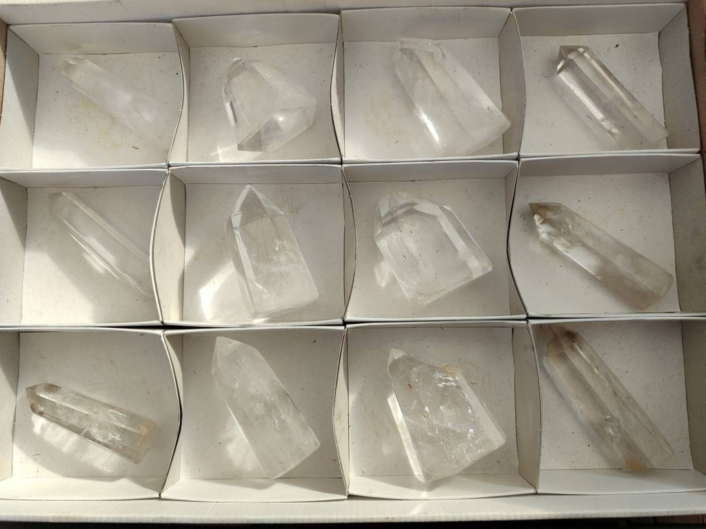 Polished Clear Quartz Crystals x 12 From Madagascar - Toprock Gemstones and Minerals 