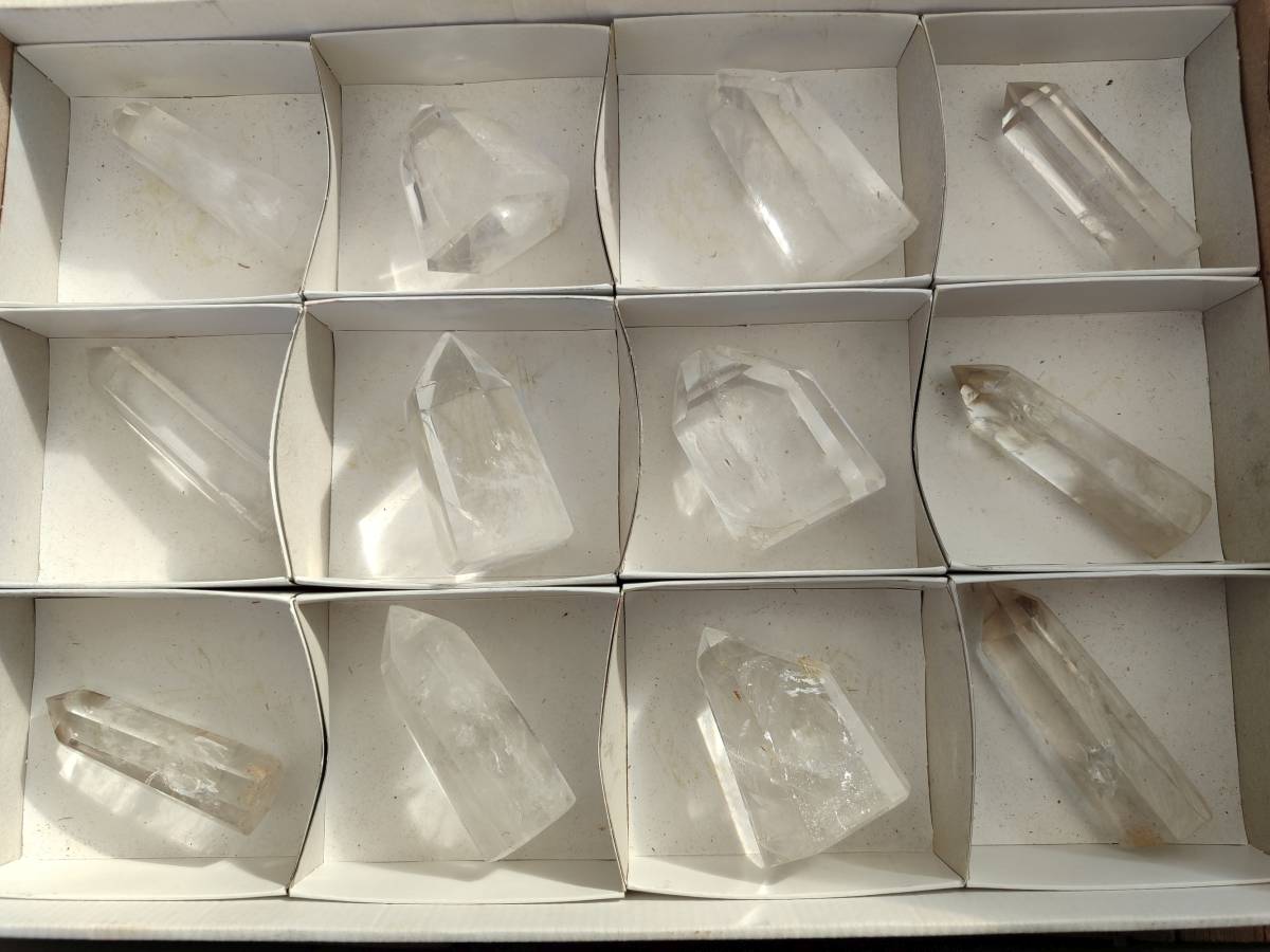 Polished Clear Quartz Crystals x 12 From Madagascar - Toprock Gemstones and Minerals 