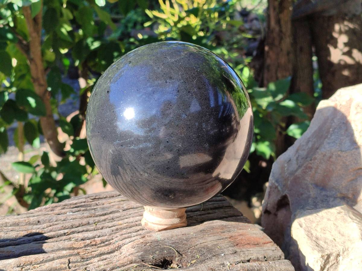 Polished Black Basalt Sphere x 1 From Madagascar - Toprock Gemstones and Minerals 