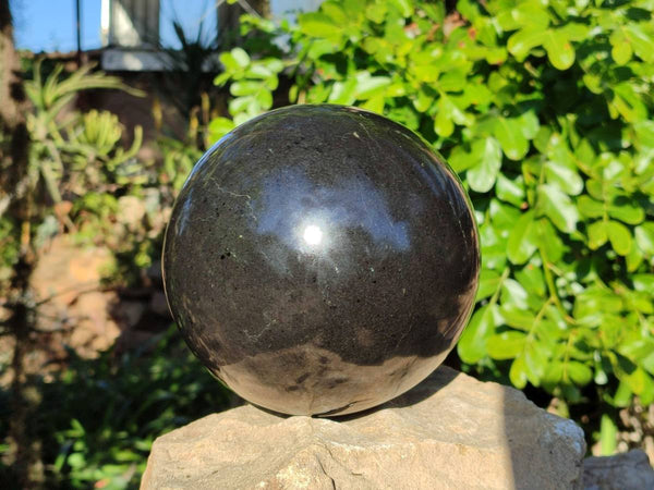 Polished Black Basalt Sphere x 1 From Madagascar