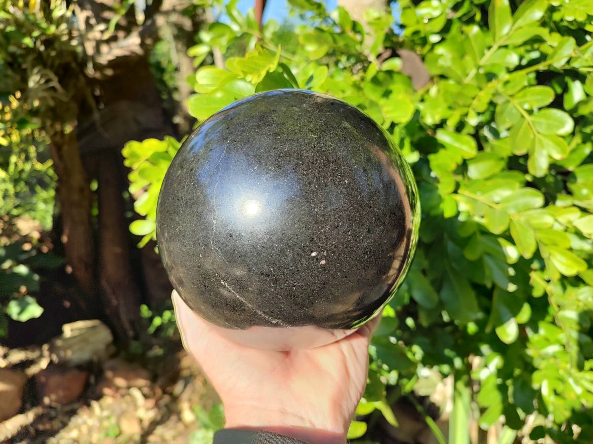 Polished Black Basalt Sphere x 1 From Madagascar - Toprock Gemstones and Minerals 