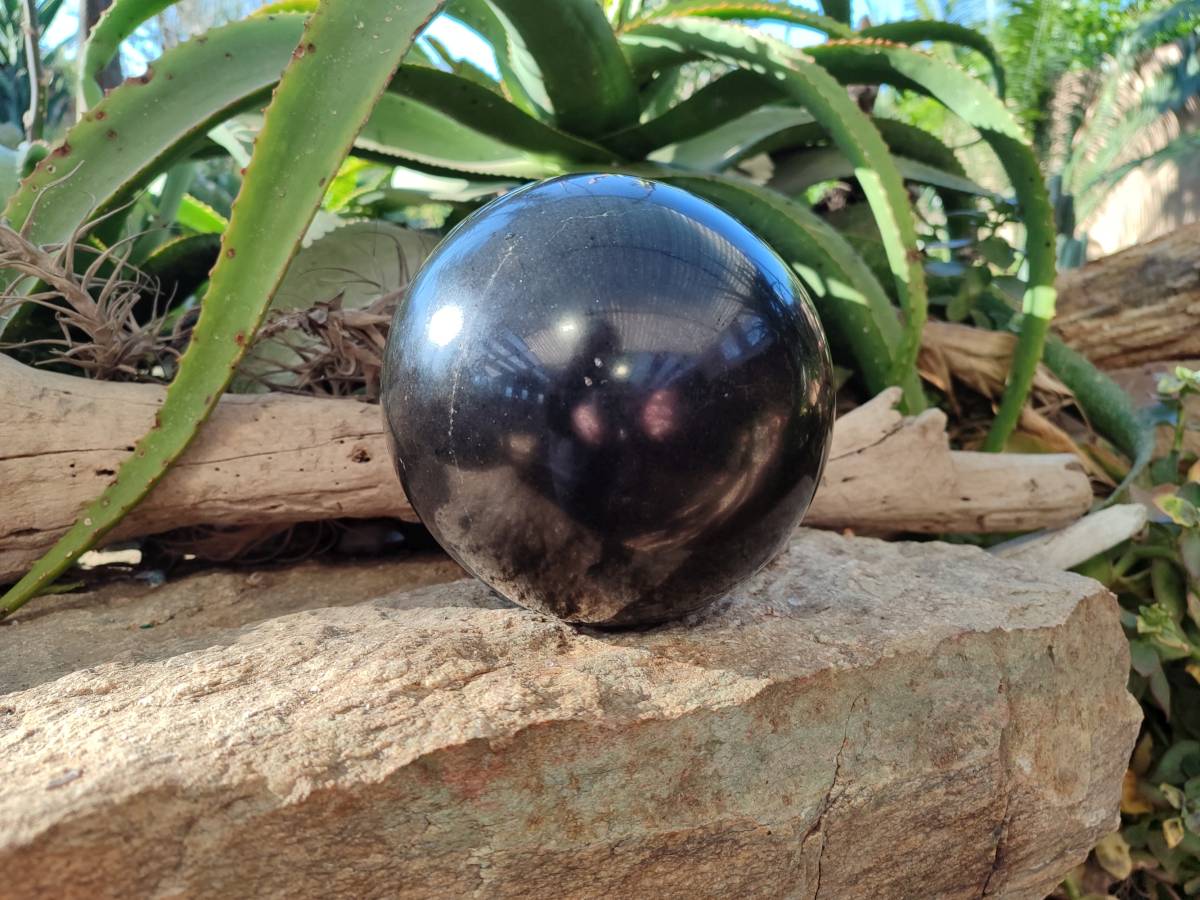 Polished Black Basalt Sphere x 1 From Madagascar - Toprock Gemstones and Minerals 