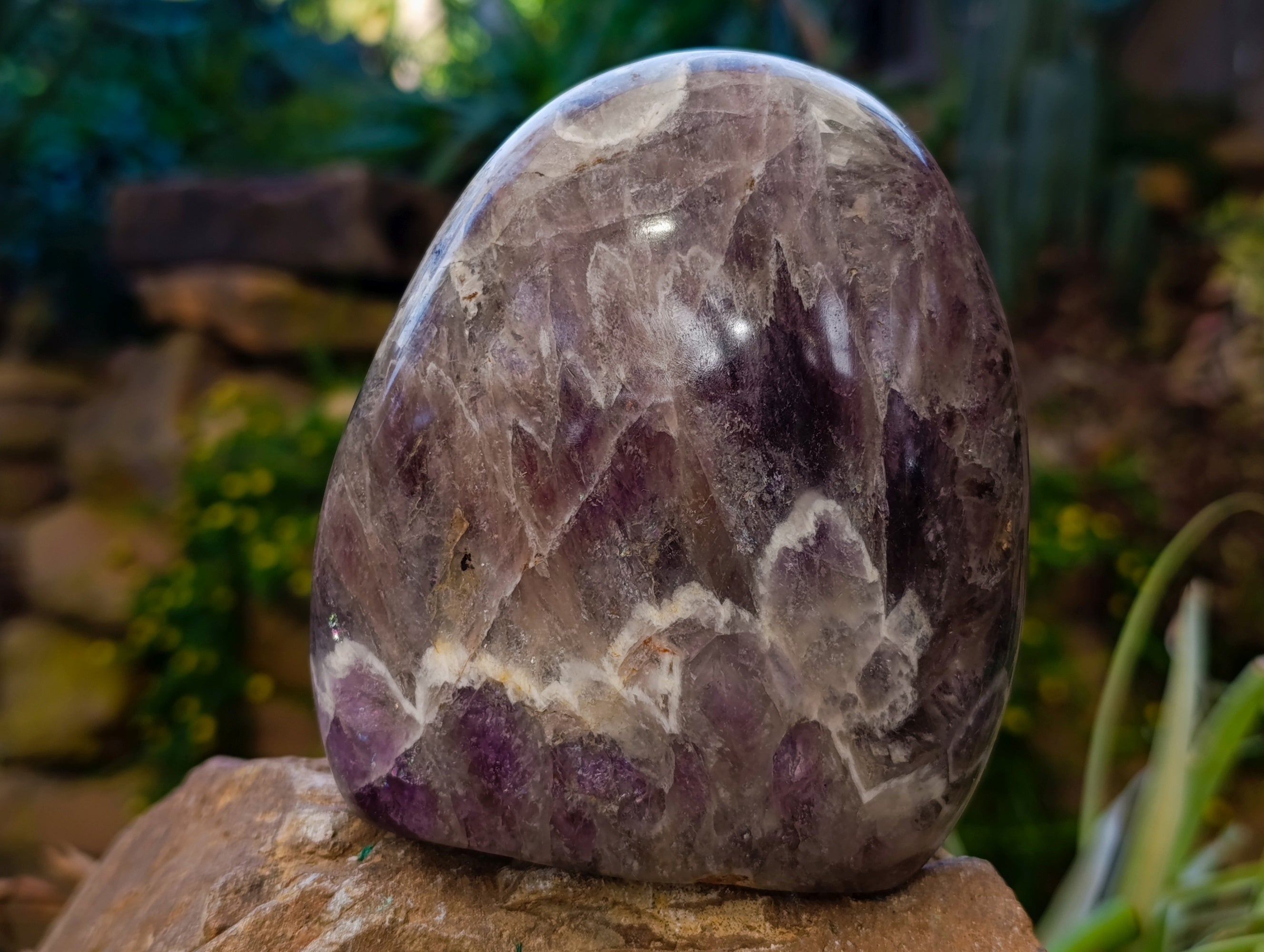 Polished Chevron Amethyst Standing Free Form x 2 From Ankazobe, Madagascar - Toprock Gemstones and Minerals 