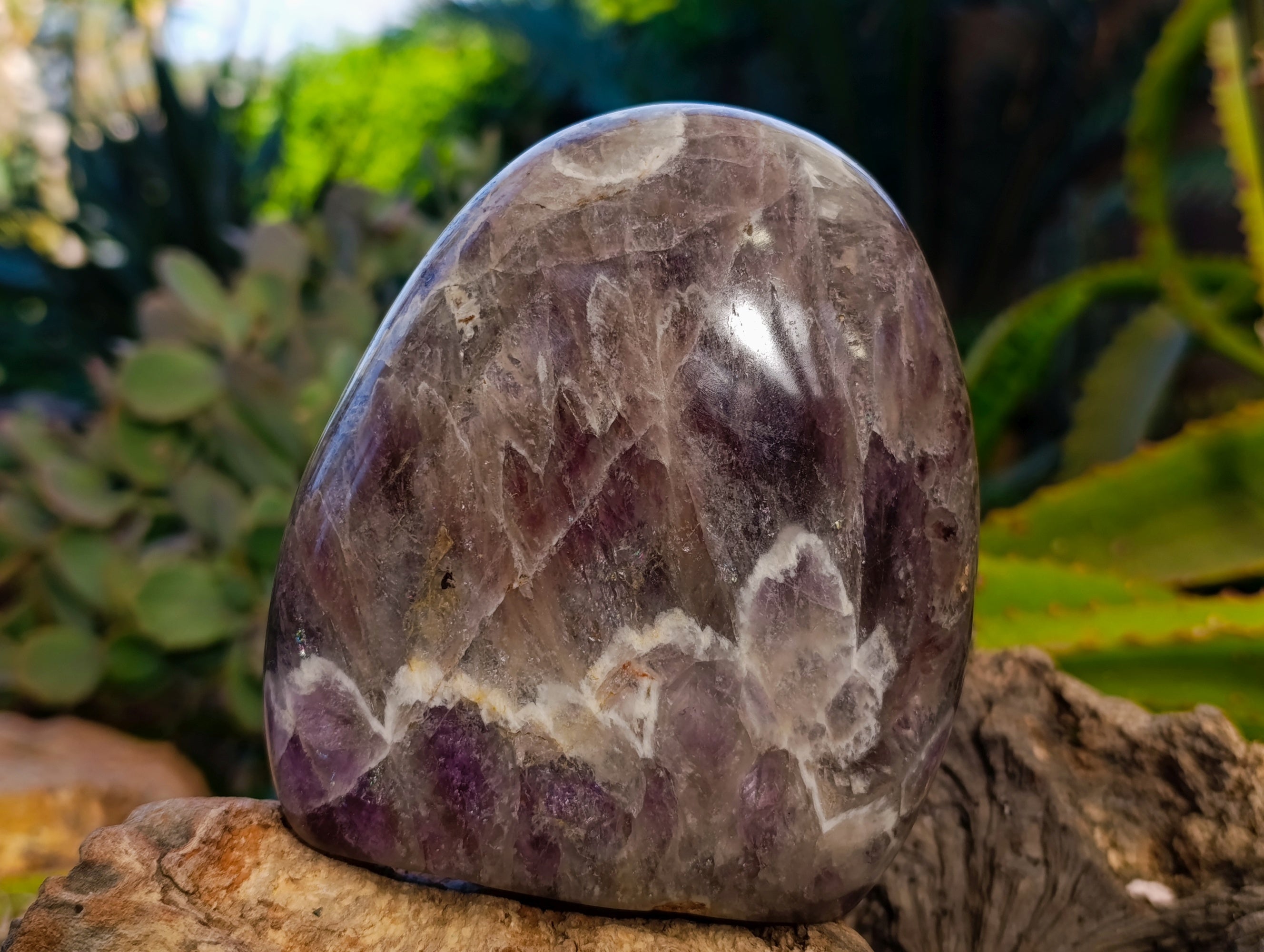 Polished Chevron Amethyst Standing Free Form x 2 From Ankazobe, Madagascar - Toprock Gemstones and Minerals 