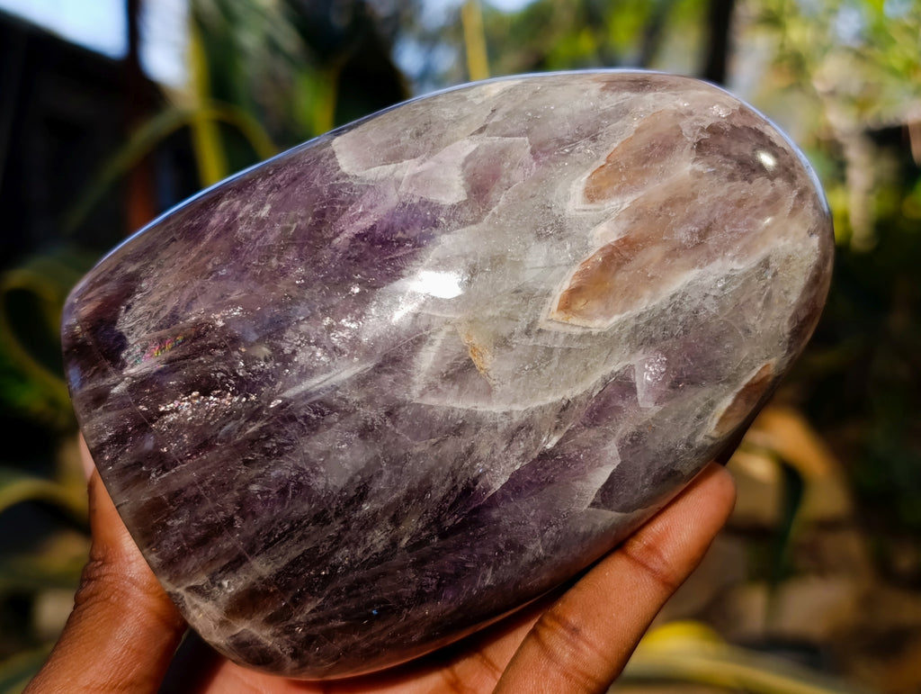 Polished Chevron Amethyst Standing Free Form x 2 From Ankazobe, Madagascar - Toprock Gemstones and Minerals 