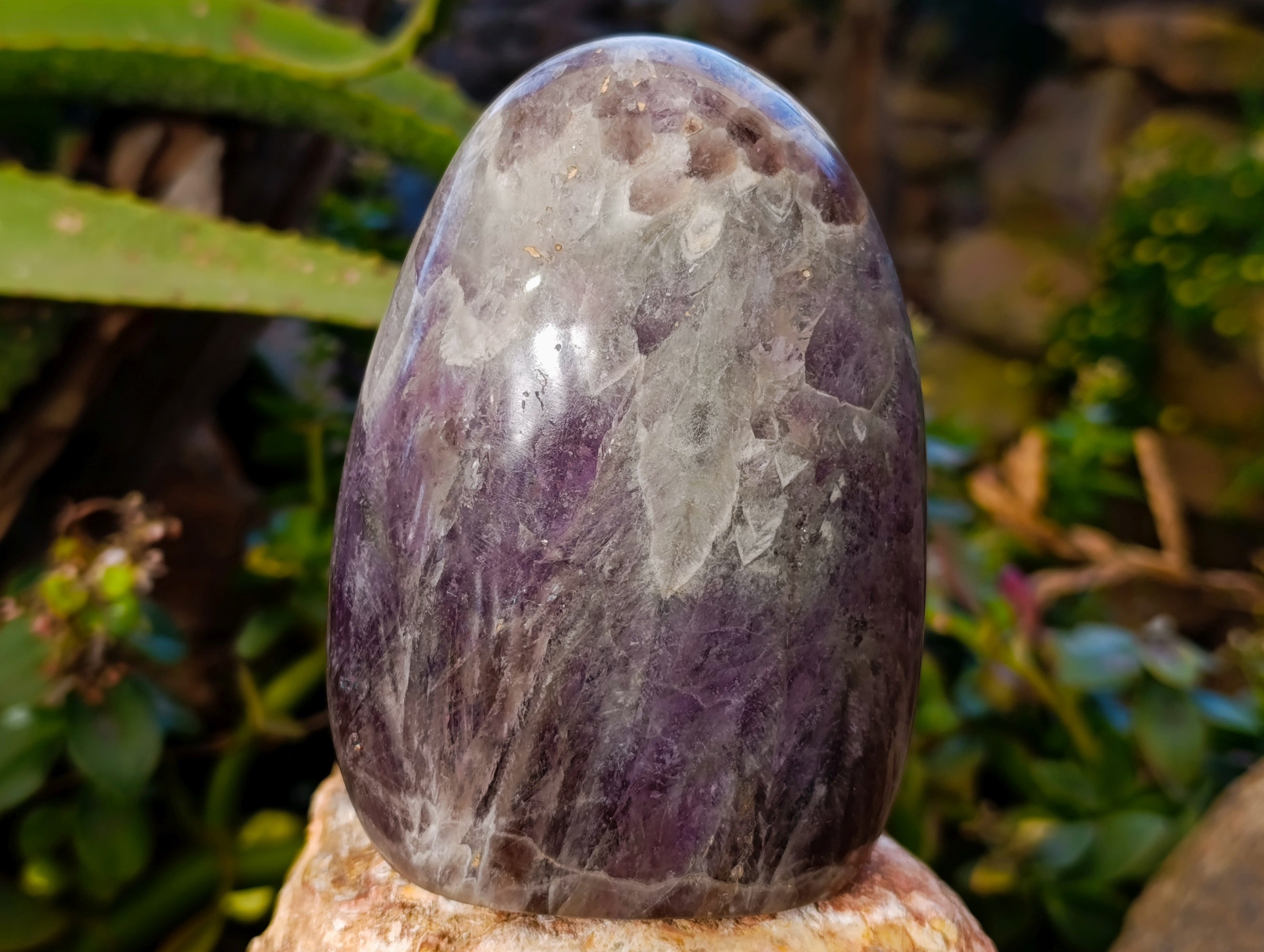 Polished Chevron Amethyst Standing Free Form x 2 From Ankazobe, Madagascar - Toprock Gemstones and Minerals 