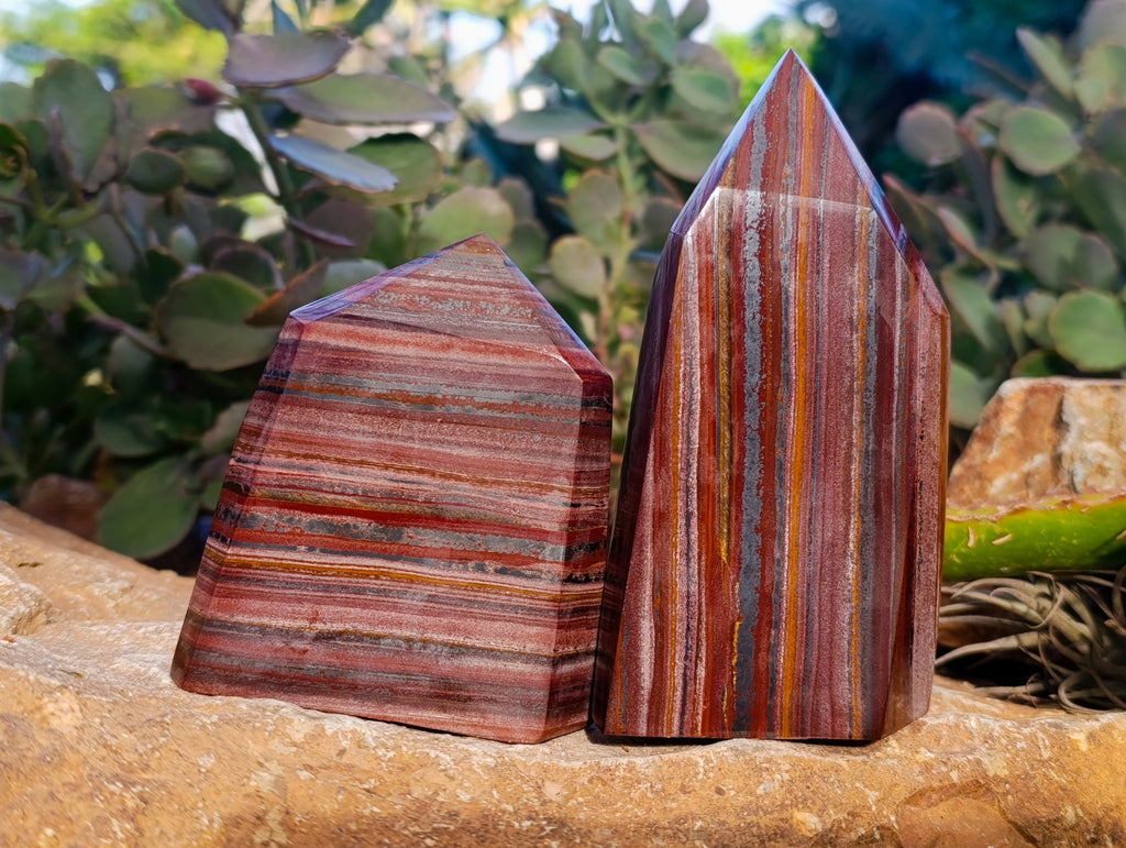 Polished Banded Tiger Iron Points x 2 From Northern Cape, South Africa - Toprock Gemstones and Minerals 