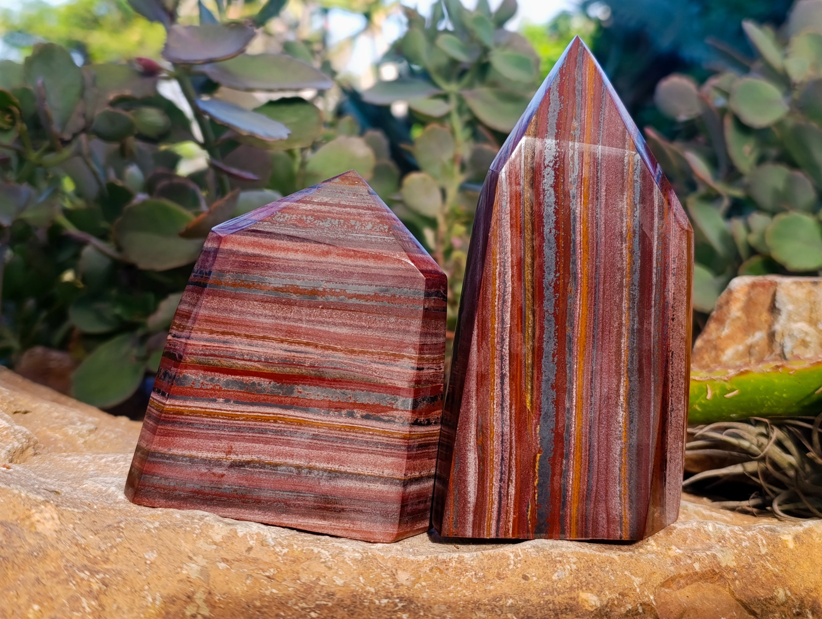Polished Banded Tiger Iron Points x 2 From Northern Cape, South Africa - Toprock Gemstones and Minerals 