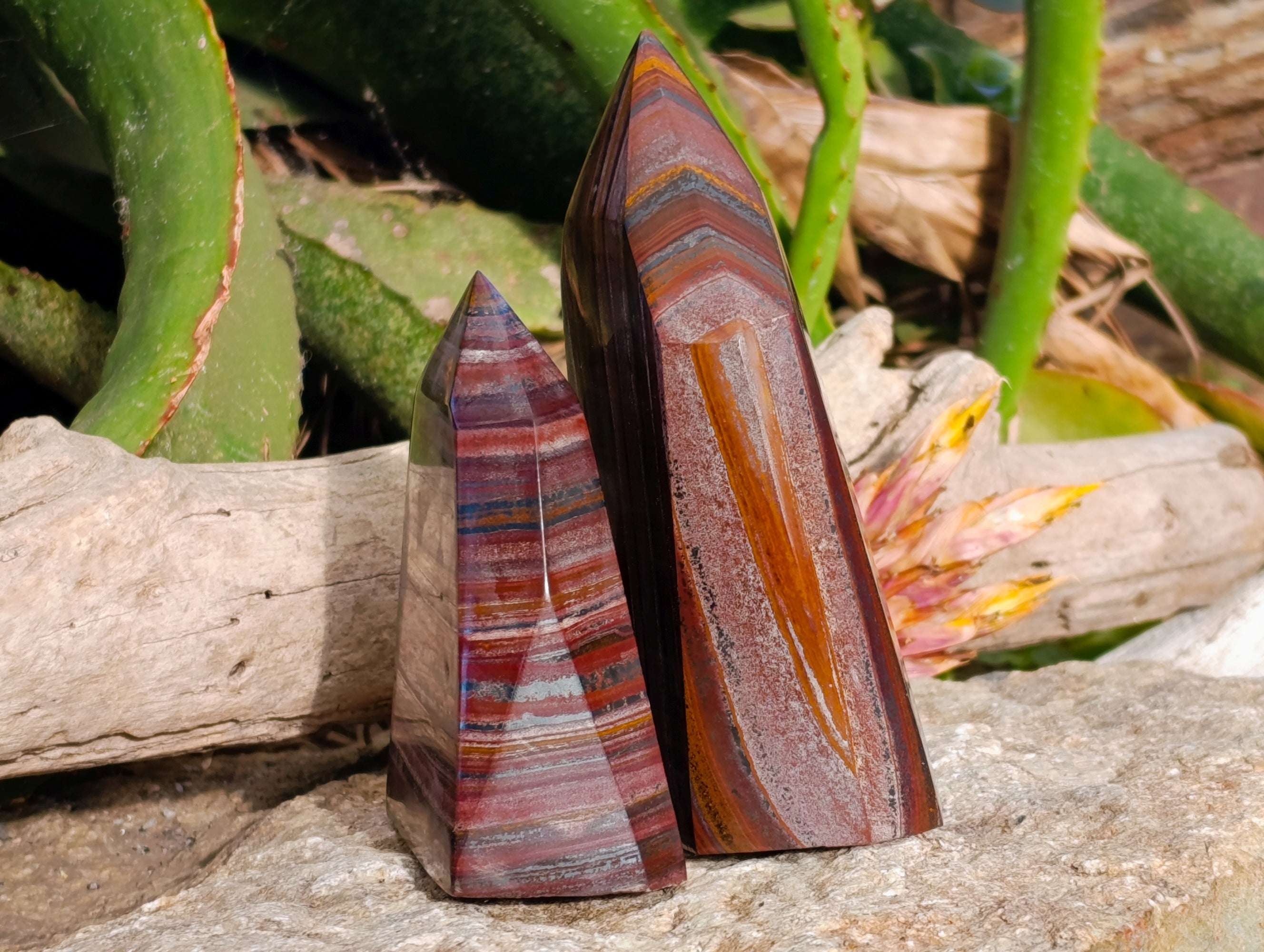 Polished Banded Tiger Iron Points x 2 From Northern Cape, South Africa - Toprock Gemstones and Minerals 