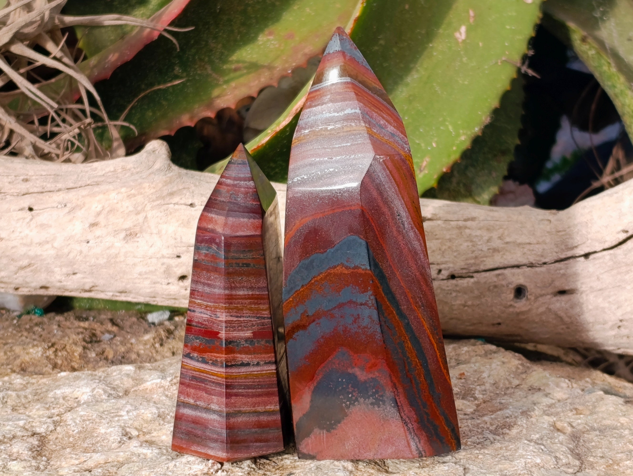 Polished Banded Tiger Iron Points x 2 From Northern Cape, South Africa - Toprock Gemstones and Minerals 